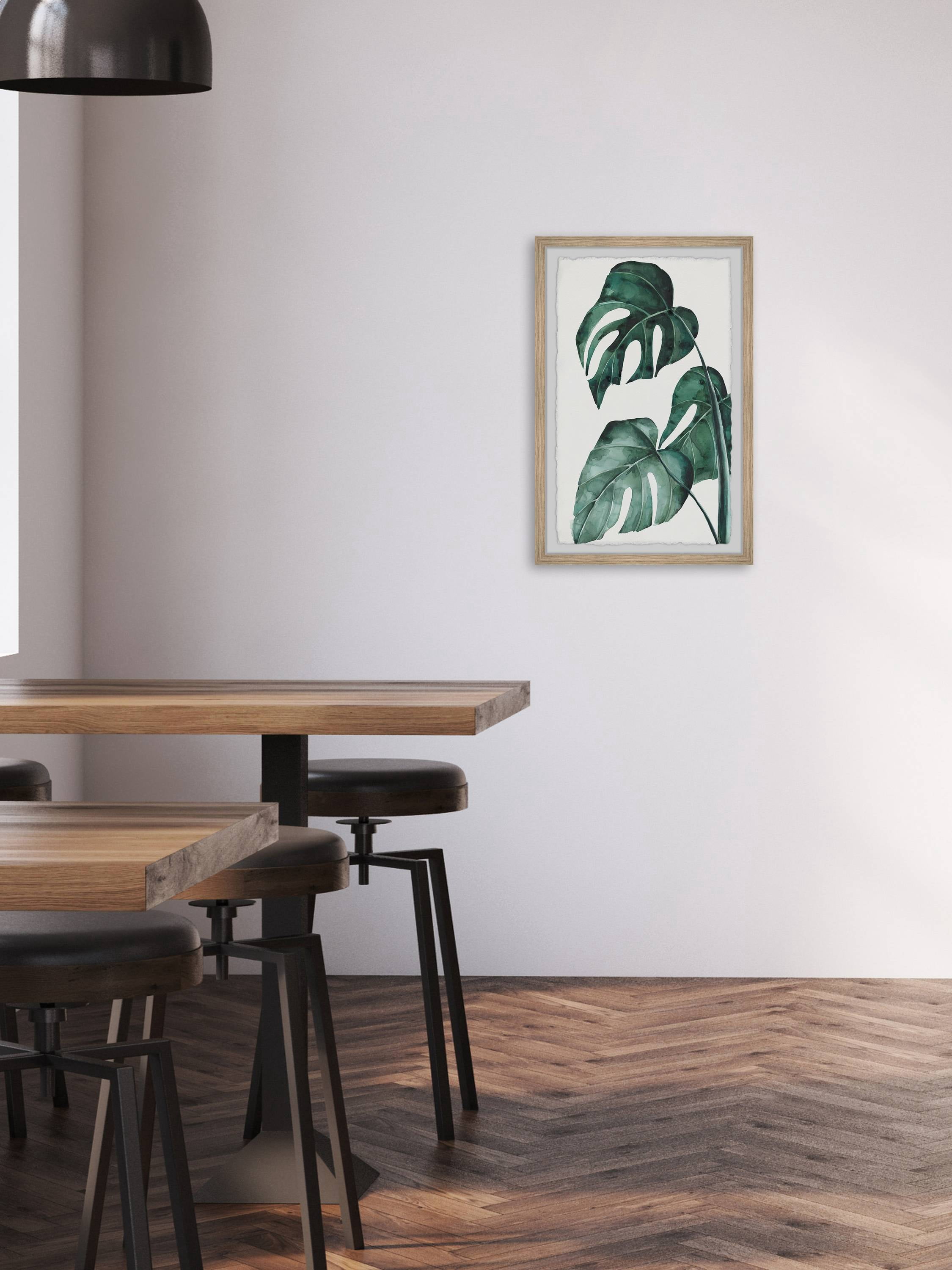 Marmont Hill Split Leaves in White Framed Wall Art