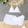 thumbnail image 2 of TOWED22 Girls Swimsuit Bathing Suits Bikini Set 3 Piece Girls' Swimwear Bathing Suit with Cover Up Skirt 7-16T(White,8-9 Y), 2 of 7
