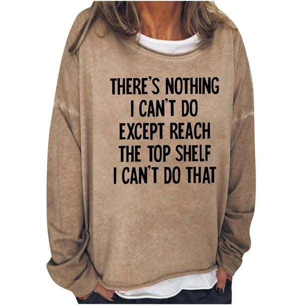 Sudadera de gran tamaño con estampado de letras y texto divertido para mujer, cuello redondo, manga larga, suelta, blusa individual Fridja hkj1626