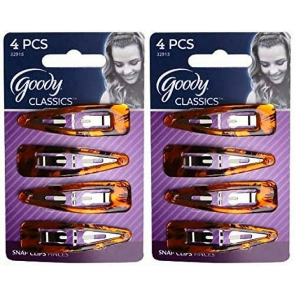 Goody Classics Contour Clip, Shiny Tort, - 2 Packs Of 4 Count = 8 Clips