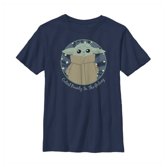 Boy's Star Wars: The Mandalorian The Child Cutest Bounty in the Galaxy Graphic Tee Navy Blue Large