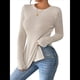 thumbnail image 1 of Camiseta de Larga A Rayas para Mujer, Cuello Redondo, Dobladillo con Abertura, Corte Entallado Albaricoque M, 1 of 10