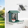 thumbnail image 2 of Smart Bird Feeder Camera with AI Bird Identification, 2K Wide View, Solar Powered 2.5L Large Capacity Steel Shell, Motion Detection, Green, for Garden, Backyard, Patio, Pole or Wall, 2 of 7