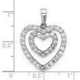 thumbnail image 2 of 925 Sterling Silver Rhodium Plated Cubic Zirconia Double Love Heart Pendant Necklace 26.35x19.6mm Wide Pendant for Women, 2 of 2