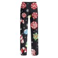thumbnail image 5 of Women's Fashion Loose Christmas Print Casual Pants with Drawstring Elastic Waist, Comfortable Sleepwear and Loungewear Trousers for Home,Black,L, 5 of 6