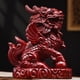 thumbnail image 2 of Large red Qilin figurine, made of wood, featuring male and female fire Qilin, carved from rosewood, a solid wood home feng shui decoration., 2 of 4