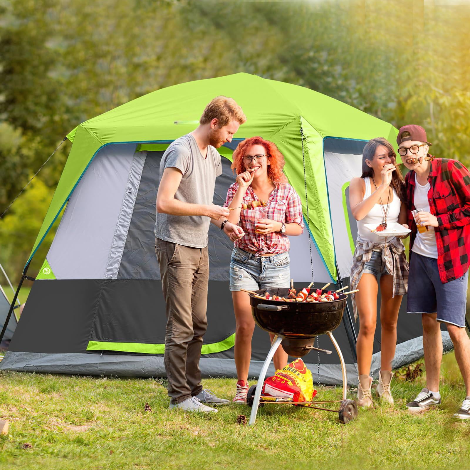 2/4/6/8 Person Tent  Portable Cabin Camping 4-person Easy Set Up Waterproof With Top Rainfly For Outdoor Camping/hiking