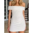 thumbnail image 6 of JYYYBF Women Summer Mini Party Dress Short Sleeve Off Shoulder Strapless Lace Floral Dress, 6 of 6