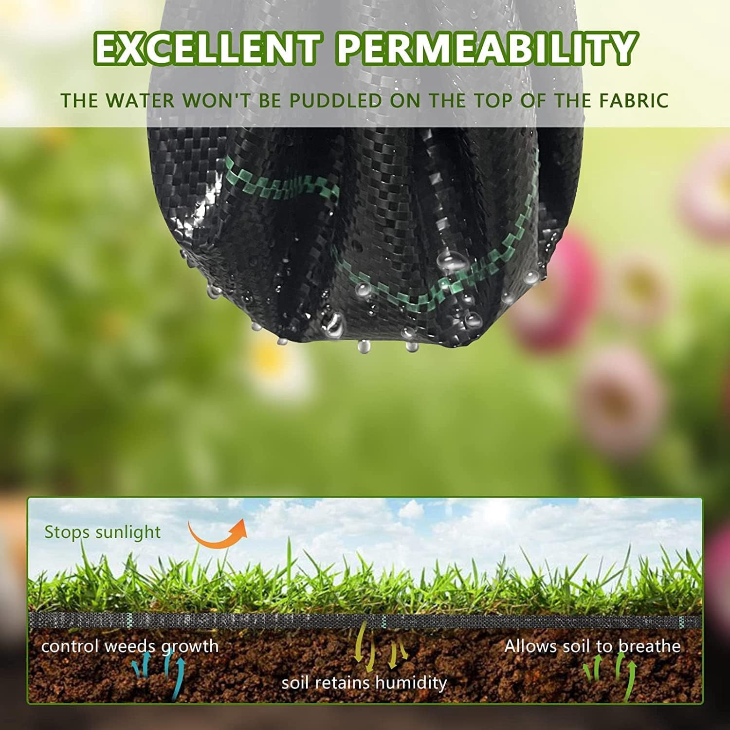 AWINQQY 3ftx50ft weed barrier fabric, landscape fabric,High Permeability for Weed Blocker Weed Mat, Driveway Fabric, Weed Control Garden Cloth