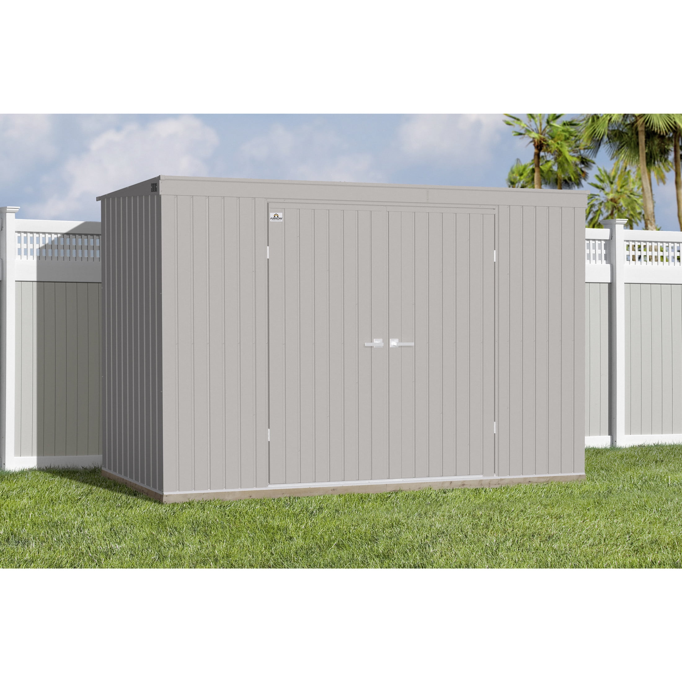 Arrow Elite 10 x 4 x 6 ft Cool Grey Steel Storage Shed