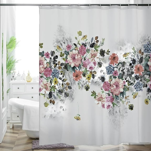 waicvis Thicken Durable Polyester Blend Cloth Fabric Bathroom Curtain Colorful Bohemian Boho Floral Print Beautiful Bright Shower Curtain for Bathroom Decoration, 72"x72"