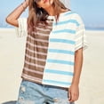 thumbnail image 6 of kaondbfi Womens Summer Striped Shirts Casual Color Block Short Sleeve Tops Loose Fit Crew Neck Tees Womens Essentials Fashion Clothing, 6 of 8