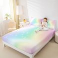 thumbnail image 3 of Manfei Glitter Gradient Bed Sheets, Star Sparkle Print Full Size Sheets, Pink Purple, 4 Pieces, 1 Flat Sheet, 1 Fitted Sheet and 2 Pillowcases, 3 of 6