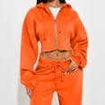 thumbnail image 3 of Womens 2 Piece Outfits Sweatsuit Crop Hooded Pullover Sweatshirt Top Jogger Sweatpants Tracksuits Set, 3 of 9
