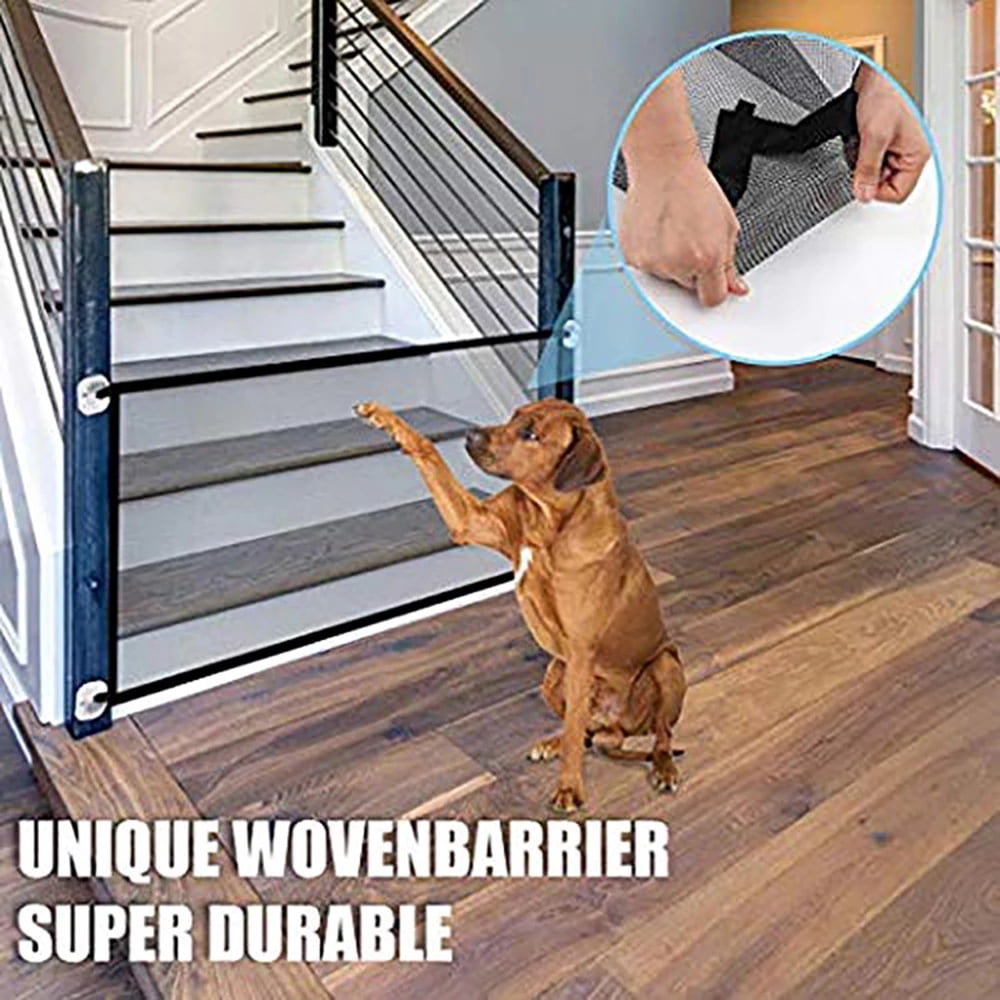 Easy to Install Anywhere for Dogs Magic Gate 2019 Upgraded Pet Puppy Safety Gate Portable Folding Mesh Magic Gate Baby Safety Gates, Large 71×28 inch Dog Safety Fence 