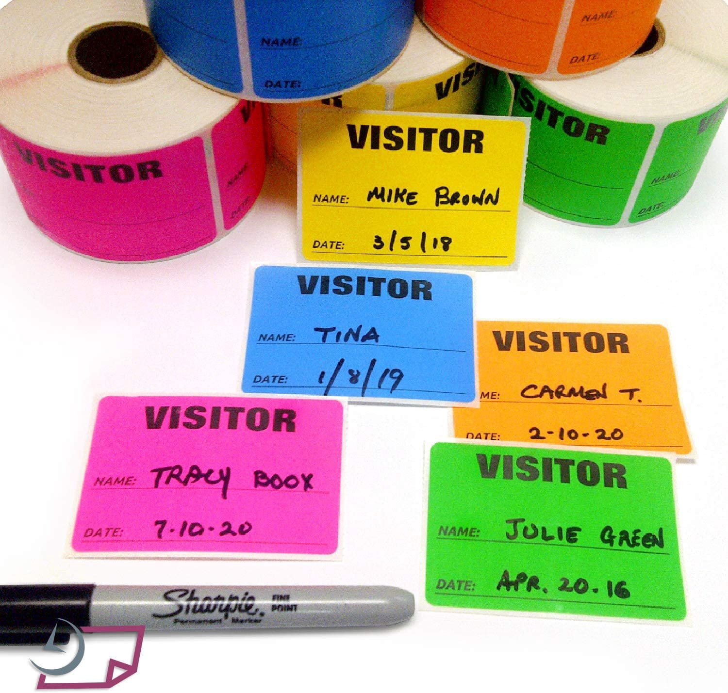 3 x 2 Fluorescent Color Visitor Labels Pass, 500 Per Roll Blue