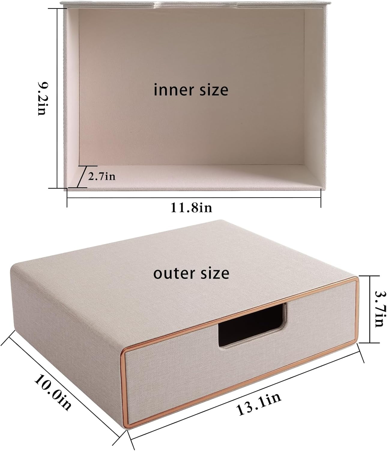Stackable Drawer Organizer PU Leather Classic Handmade,Organize Home Office Desk Accessories and Sort Letter-Size Paper/a4 Document,Desk Caddy with Drawers Storage Box,13.1x10x3.7inches,Beige
