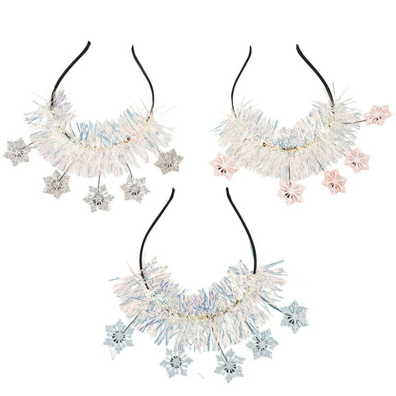 CIMAXIC Set of 3 Lightweight Snowflake Headbands for Christmas Party Decorative Xmas Hair Accessories