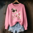 thumbnail image 2 of Trendfront Womens Sweatshirt Pug Dog Awareness Ribbon Floral Print Crew Neck Long Sleeve Casual Pullover Graphic Tops, 2 of 3