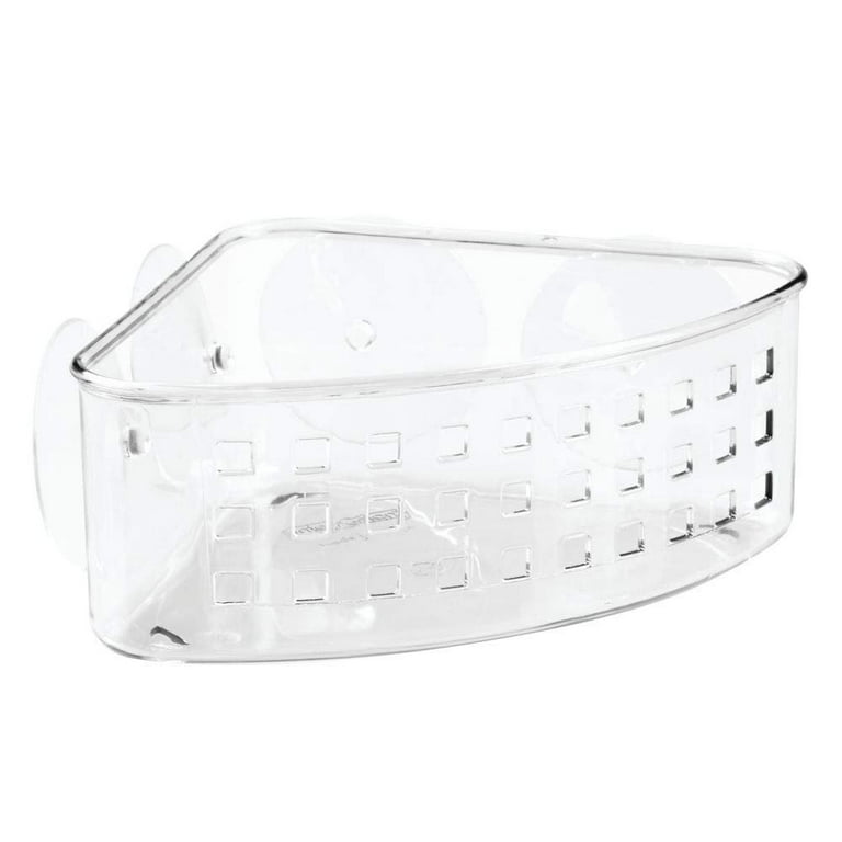 Home Basics Cubic Corner Plastic Shower Caddy with Suction Cups, Clear 