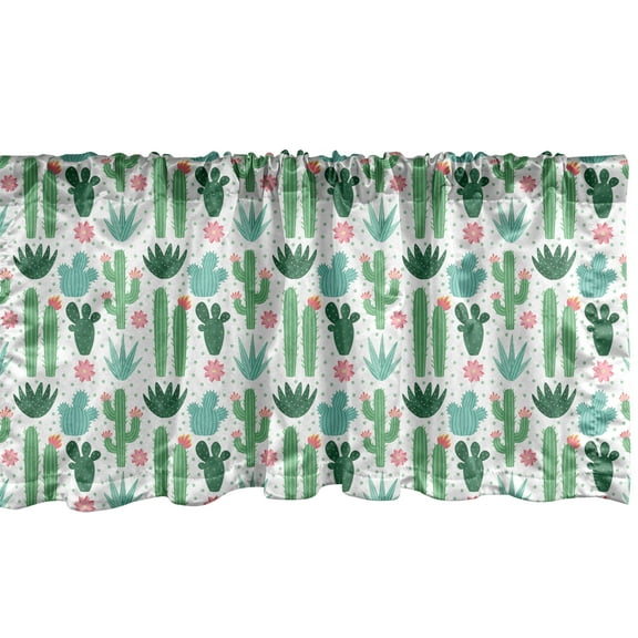 Ambesonne Tropical Valance Pack of 2, Palm Leaves Monsteras Art, 42"X18", Salmon and Dark Turquoise