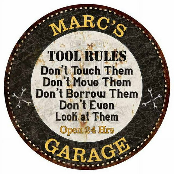 MARC'S Garage Rules 12" Round Metal Sign Garage Bar Wall Décor 200120013089