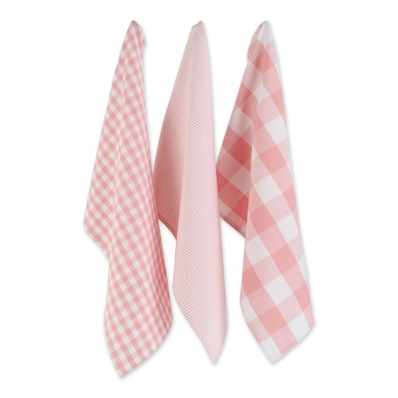Assorted Pink/White Dishtowel Set/3