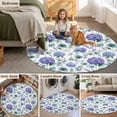thumbnail image 6 of Round Area Rug 5ft,Watercolor Hydrangea Flower Washable Carpet Non-Slip Runner Accent Rugs Indoor Floor Mat for Bedroom Living Room Decor,Eucalyptus Leaves Plant, 6 of 9