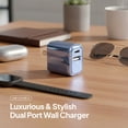thumbnail image 2 of Powertek 20W USB-C PD + 18W USB-A Dual Port Wall Charger, Metallic Shine Pastel, Blue, 2 of 6