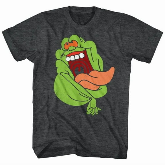 The Real Ghostbusters Slimer Black Heather Adult T-Shirt 4Xl