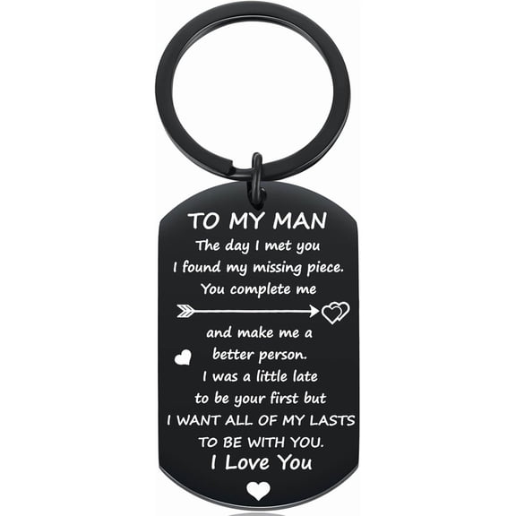 To My Man Keychain, I love You Anniversary Keyring Gifts, Couple Gift for Him Birthday Valentines Day Engagement Wedding