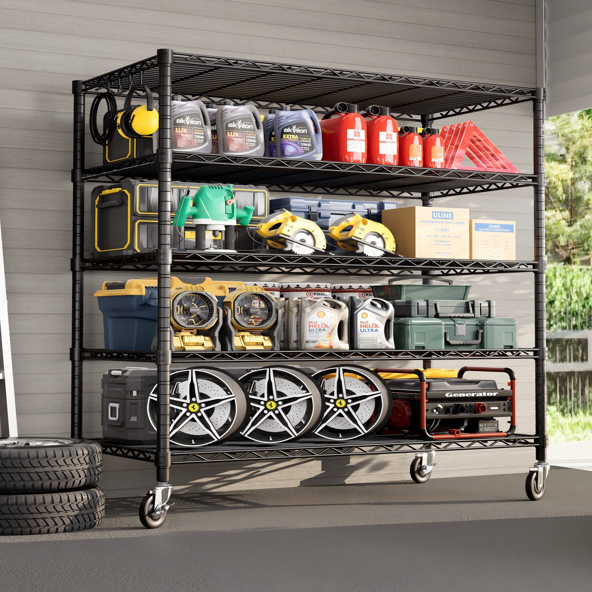 TrumanPick 48"W x 24"D x 76"H Wire Shelving Unit Metal Commercial Shelf, 5-Tier Storage Shelves for Garage Pantry Kitchen Garage, Black