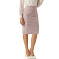 thumbnail image 4 of INSPIRE CHIC Women's Plaid Tweed Skirt High Waist Split Knee Length Skirts S Pink, 4 of 6
