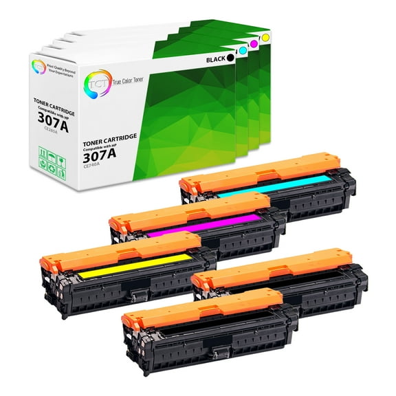 TCT 307A Toner Cartridge 5 Pack - Premium Compatible Replacement for 307A CE740A CE741A CE742A CE743A