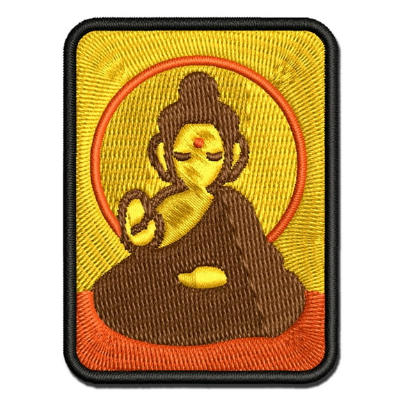 Buddha Siddhartha Gautama Buddhist Buddhism Applique Multi-Color Embroidered Iron-On Patch - 2.5 Inch Small