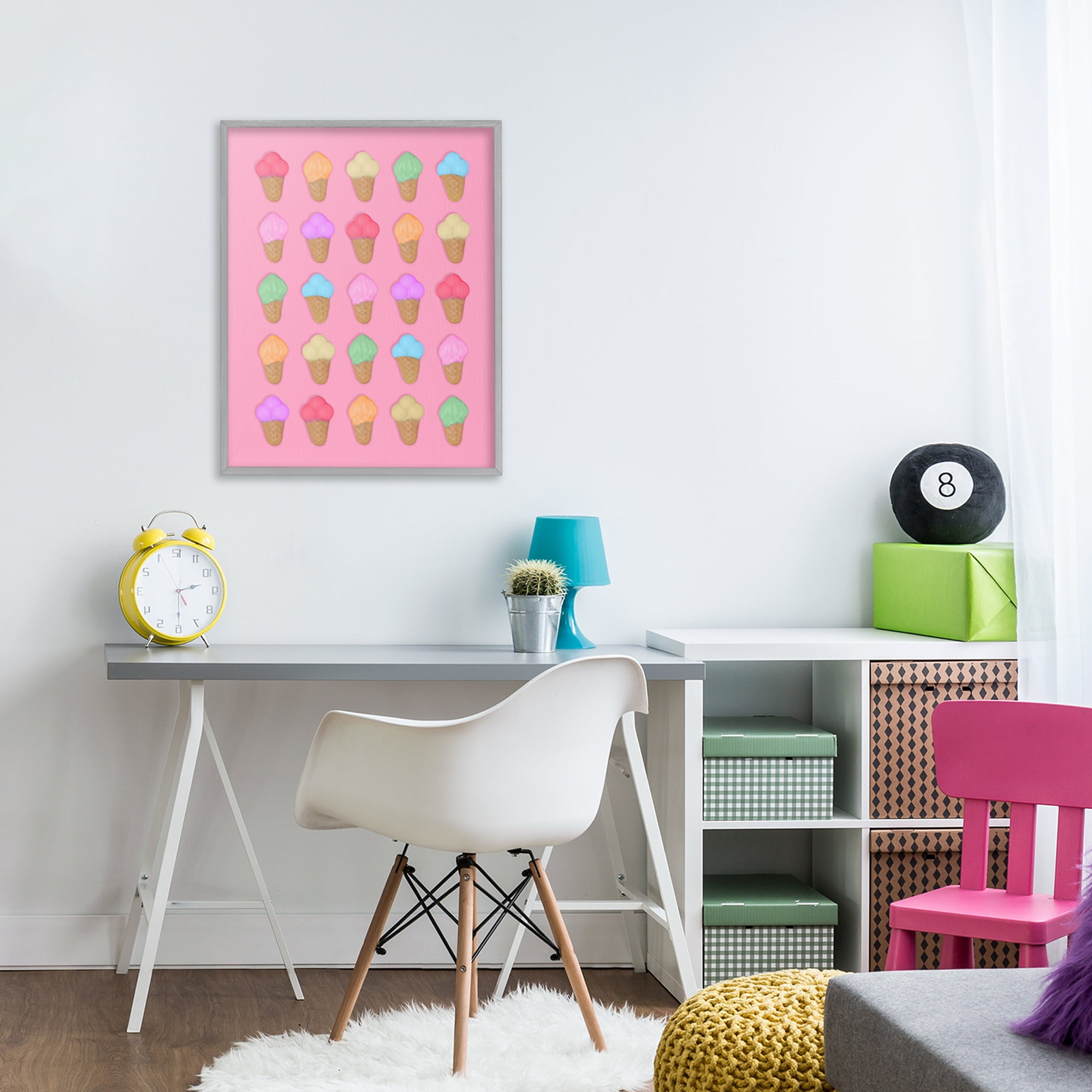 Stupell Industries Ice Cream Candies on Pink Gray Framed Giclee Art, design by LISH Creative