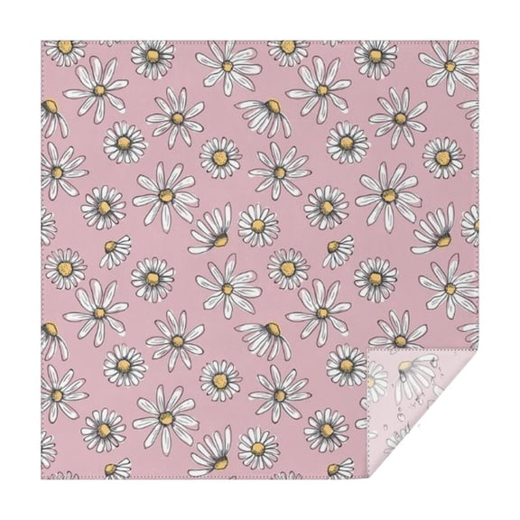 Pink Daisy Flower Yellow Centers Pattern Square Tablecloth,Waterproof Square Table Cover,Wipeable Spillproof Washable Table Cover for Home Kitchen Party Decor 42"X42"(107x107cm)