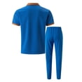 thumbnail image 4 of NTACZA Short Sleeve 2 Piece Men Pants Set Athletic Waffle Tracksuits Color Block Collared Men's Sweatsuits L, 4 of 5