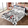 thumbnail image 4 of Ambesonne Retro Fitted & Top Sheet Set with Shams, Beats in New York Night, Red Black Ecru, 4 of 5