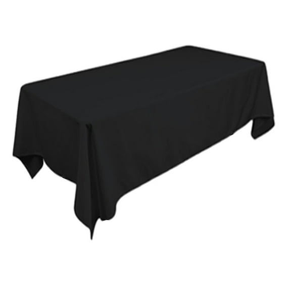 TEKTRUM 70 X 104 INCH 70"X104" RECTANGULAR POLYESTER TABLECLOTH  - THICK/HEAVY DUTY/DURABLE FABRIC - BLACK COLOR