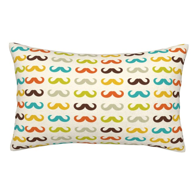 Balery Colorful Mustache Funda de Cojín Estampada, Regalos para Mujeres, Regalos de Amor para Ella, Regalos para Novia o Esposa, Funda de Almohada-16"x24"