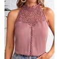 thumbnail image 6 of Women'S Hollow Out Lace Vest Top Summer Fashion Sleeveless Blouse Chic Casual Streetwear Skin Red XL, 6 of 9