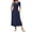 Navy Blue, variant on Summer Women Short Sleeve Long Dress Casual Round Neck Pocket Dress with Cascading Ruffle Hem Loose Elastic Waist Long
