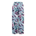 thumbnail image 4 of WTOBBY Women's Summer Boho Floral Print Wide Leg Palazzo Pants Featuring High Waist Elastic Drawstring and Pockets for Comfortable Lightweight Style ,Purple 2XL, 4 of 7