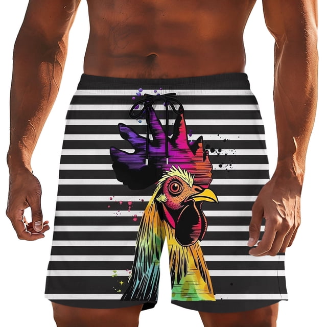 Pantalones de Cintura Elásticos Pantalones de Natación de Verano de Ocio de la Playa de los Hombres con Estampado de Bolsillo Oculto