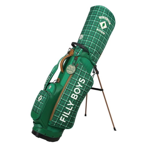 Filly Boys Women's Stand Golf Bag 8.5-Inch Lightweight Green Check Pattern with Dividers