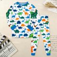 thumbnail image 2 of NOLDARES Toddler Boys Outfits Cute Dinosaur Truck Cotton Kids 2 Piece Long Sleeve Crewneck Tops+Pants Set Loose Fit Trendy Clothes 6-24 Months 2t 3t 4t 5t 6t 7t 8t 9t Children,Blue,8-9 Y, 2 of 8