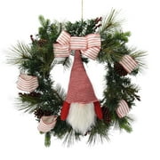 Holiday Time Red White and Green Gnome Centerpiece Wreath, 26"