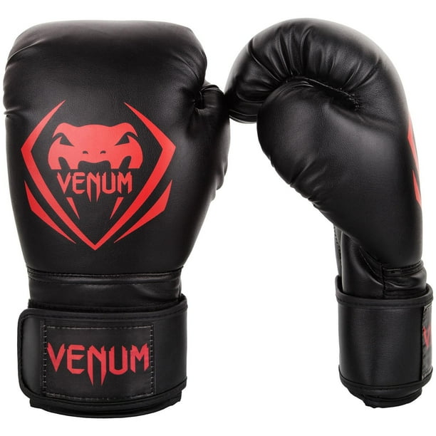 Guantes de boxeo Venum Contender de cuero sintético negro/rojo