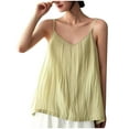 thumbnail image 3 of Fanxing Green Linen Cotton Camisoles for Women M Dressy Casual Sleeveless V Neck T Shirts Loose Fitting Flowy Tunic Tank Tops （Women's M-3XL, 3 of 6